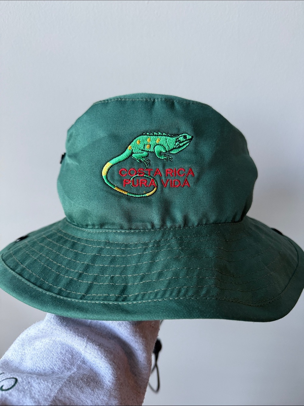 Costa Rica Pura Vida Green Embroidered Bucket Hat
